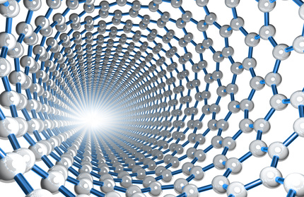 Nanotube, Blue Bonds, Silver Atoms